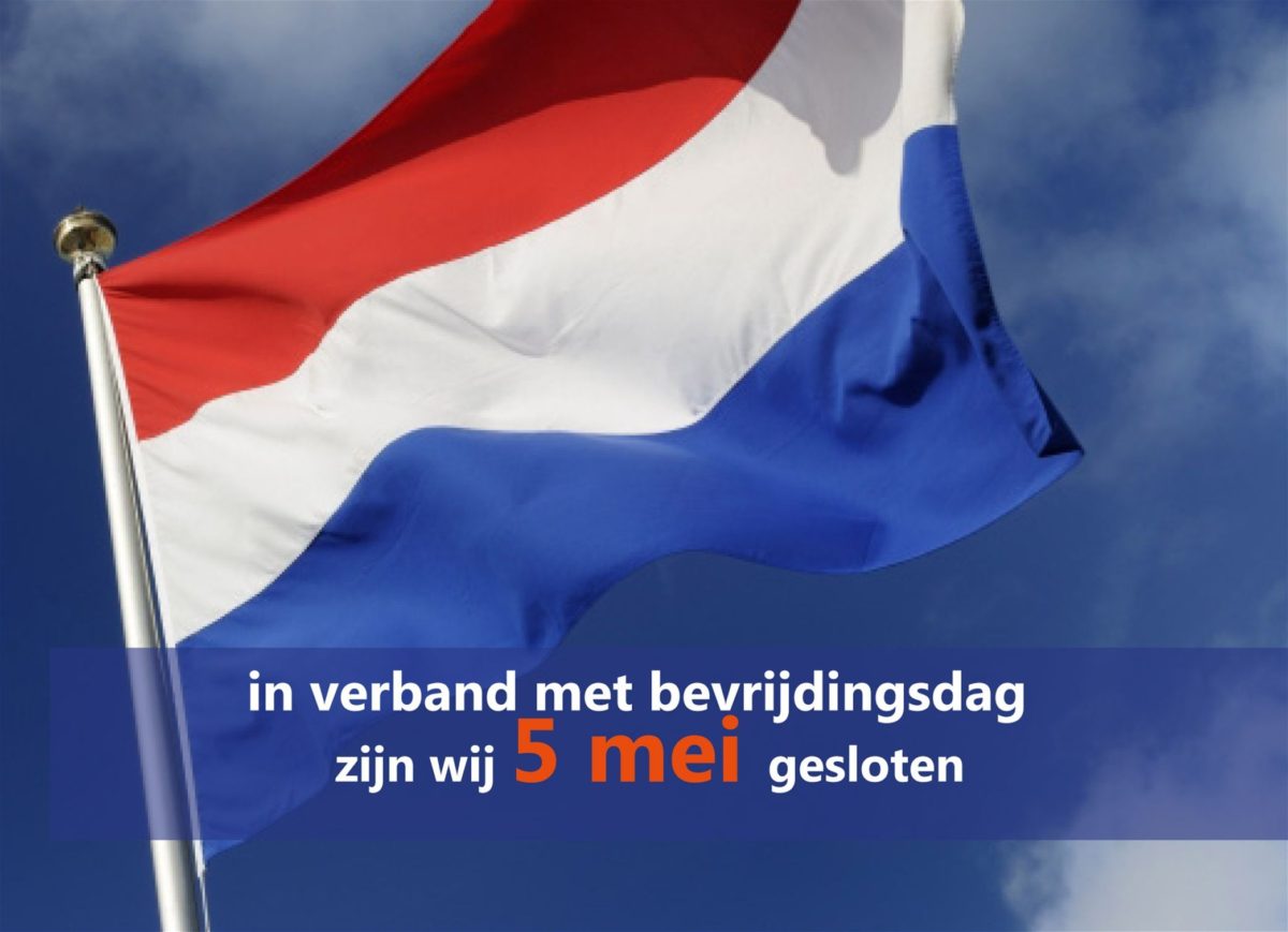 5 mei (Bevrijdingsdag) gesloten